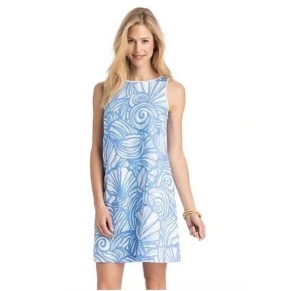 Vineyard Vines 109% Linen Nautilus shell print swing dress 10 - Picture 10 of 10